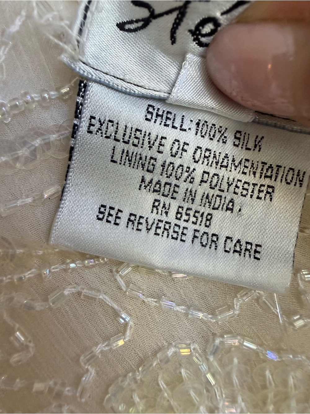 Vintage 80s 100% Silk Beaded Sténay Evening Blouse | L - Picture 5 of 9